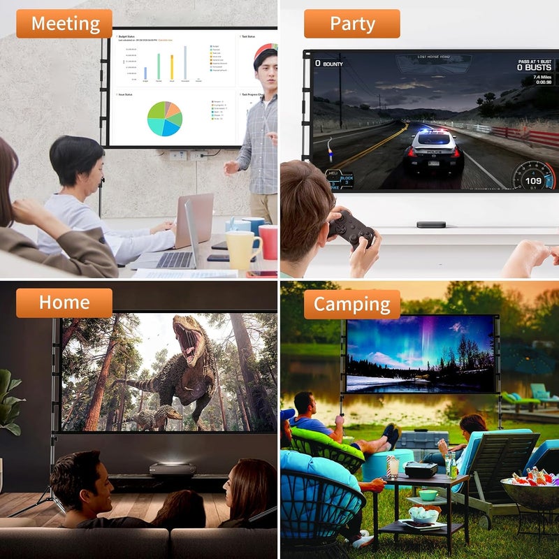 GAINVANE Projection Screen with Stand,100 inch Portable Movie Screen 16:9 HD 4K Double Sided Projection Screen with Carry Bag Indoor Outdoor Video Screen for Home Theater - Image 5